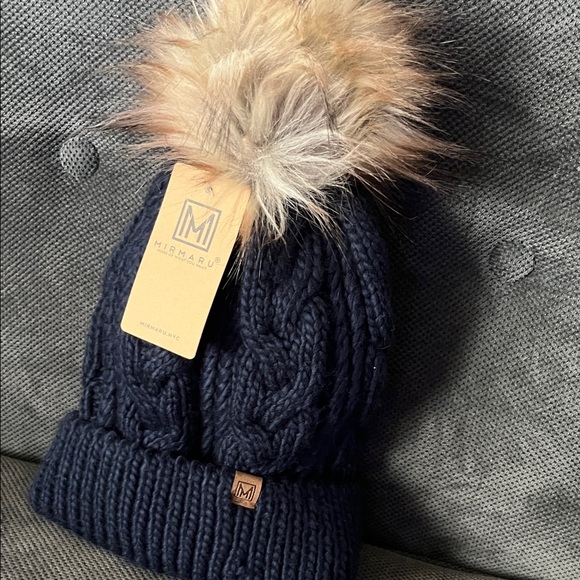 Accessories - Navy Blue Pom Pom Beanie